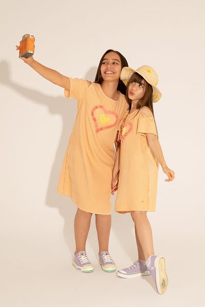 U.S. Polo Assn. Rochie țesută portocalie cu mânecă scurtă pentru fete 50262719 -vr051