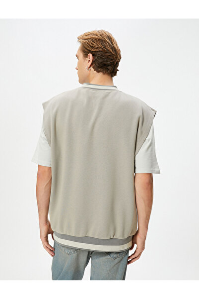 Koton Oversize φούτερ με κοντό μανίκι με V λαιμόκοψη