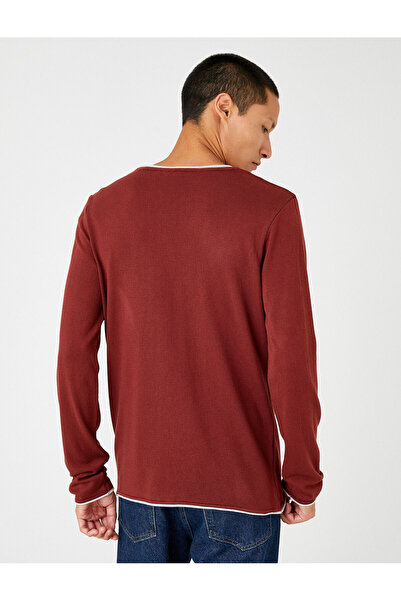 Koton Βασικό πλεκτό πουλόβερ με λαιμόκοψη με μακρύ μανίκι