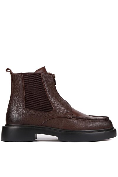 Shoetyle - Brown Leather Zippered Men's Boots 250-085