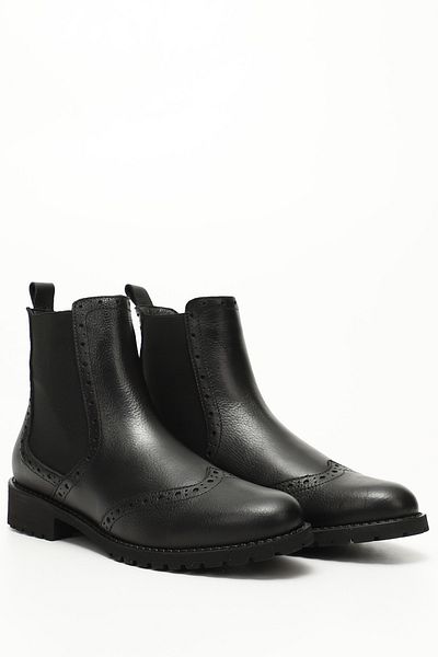GÖNDERİ(R) Women/Girls Black Floater Rubber Sole Genuine Leather Chelsea Boots
