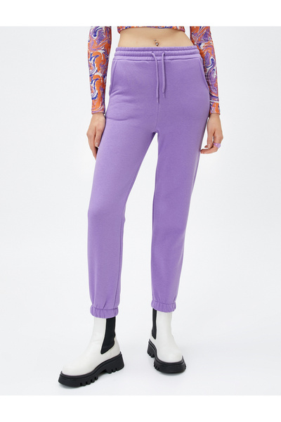 Koton Şardonlu Jogger Eşofman Altı Beli Lastikli Bağcıklı Cep Detaylı