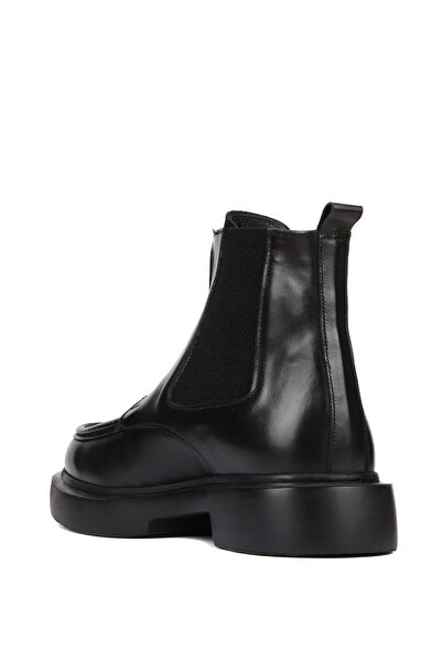 Shoetyle - Siyah Deri, Süet Fermuarlı Erkek Bot 250-085