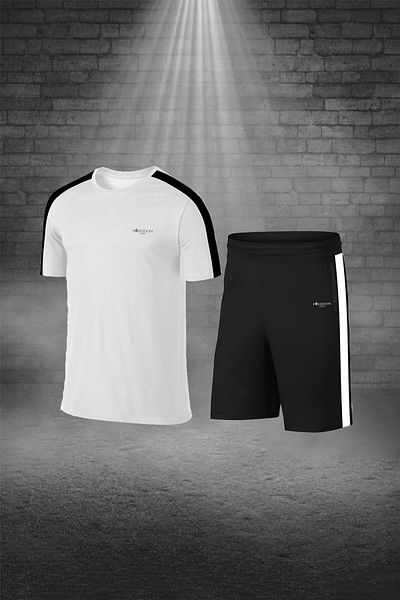 POSEIDON STORM Мъжки комплект от бяла тениска с къс ръкав и кръгло деколте Dri-fit, без принт (S-3XL)