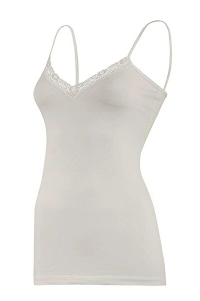 YILDIZ 2227 Модальний топ на бретельках з V-подібним вирізом та мереживною об...