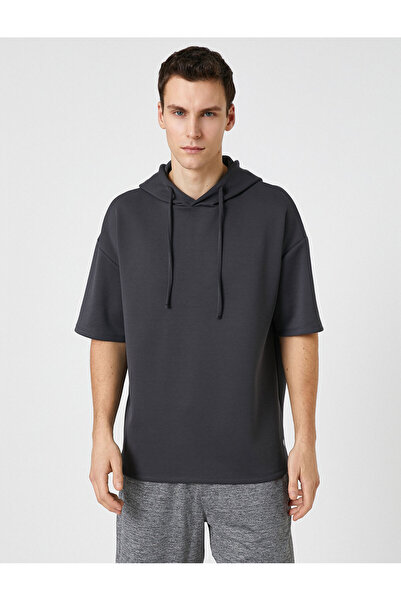 Koton Modal Hooded Sports Sweatshirt - Half Sleeve