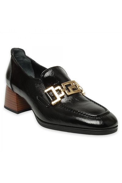 Mammamia D24Ka-40 Pantofi de damă din piele lacuită neagră cu toc