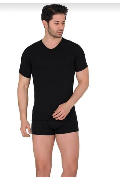 Berrak 1027 Men's Elastane V-Neck Short Sleeve Tank Top 10 Pieces