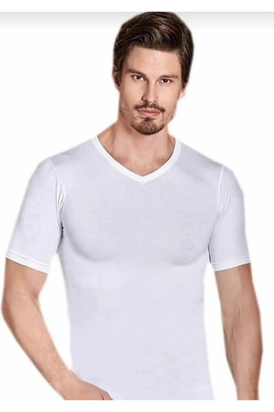Berrak 1027 Men's Elastane V-Neck Short Sleeve Tank Top 12 Pieces