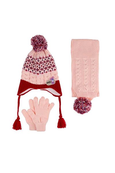Aware Time Kitti 4-8 Years Old Baby Girl & Child Accessory Fleece Inside Scarf Beanie Gloves Set of 3