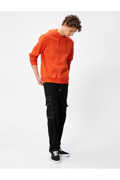 Koton Basic Hooded Sweat Μακρύ μανίκι ανασηκωμένο