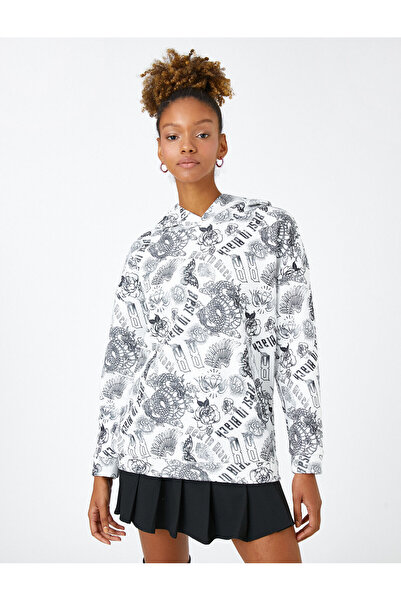 Koton Mikina s kapucí, gotický potisk, s fleecem uvnitř