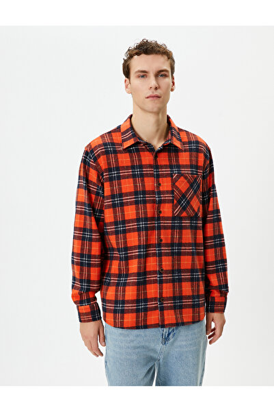 Koton Lumberjack Shirt Pocket Detailed Buttoned Classic Collar