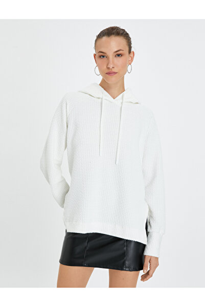 Koton Kapucnis pulóver texturált hasított hosszú ujjú