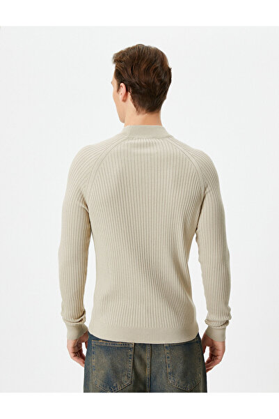Koton Slim Fit Sweater Knitwear Half Turtleneck Raglan Sleeves Textured