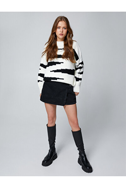 Koton Tricotaj cu gât crew Pulover cu mânecă lungă cu nervuri