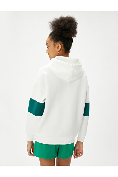 Koton Sweatshirt mit Kapuze, College-Print, langärmlig, gerippt