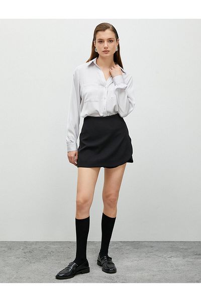 Koton Double Pocket and Buttoned Balloon Sleeve Classic Collar Shirt