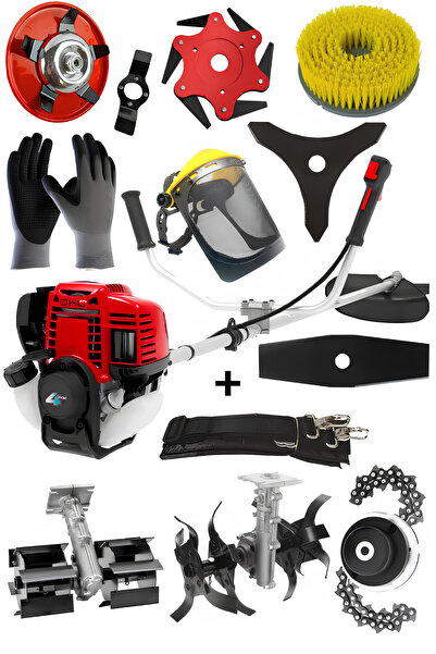 ABLACKS 4 Zamanlı Profesyonel Yan Tırpan + Çift Çapa Aparatı + 8’Li Bahçivan ...