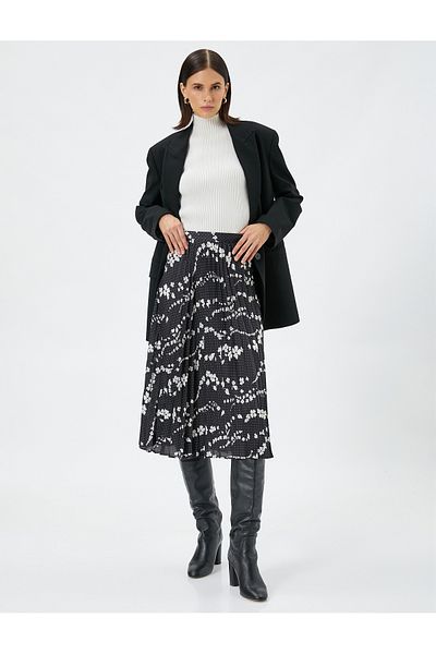 Koton Fustă midi Pliata Sifon Floral Talie Normala