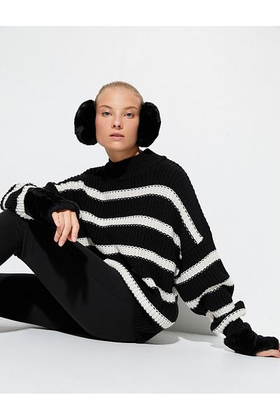 Koton Gestrickter Pullover mit halbem Rollkragen und Kaschmirstruktur
