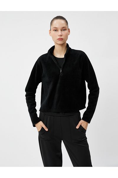 Koton Polar Sweatshirt Half Zipper Stand Collar Long Sleeve Comfortable Cut