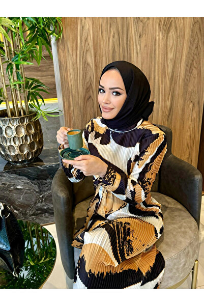 Hasenna ELB004 PİLİSELİ KEMERLİ ELBİSE