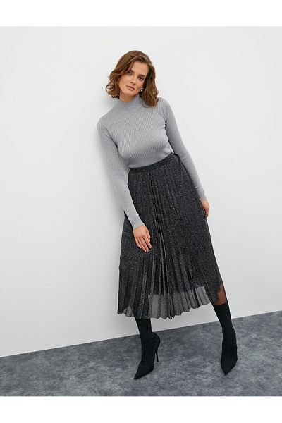 Koton Melis Ağazat X Koton - Glitter Knitwear Sweater, Half Turtleneck