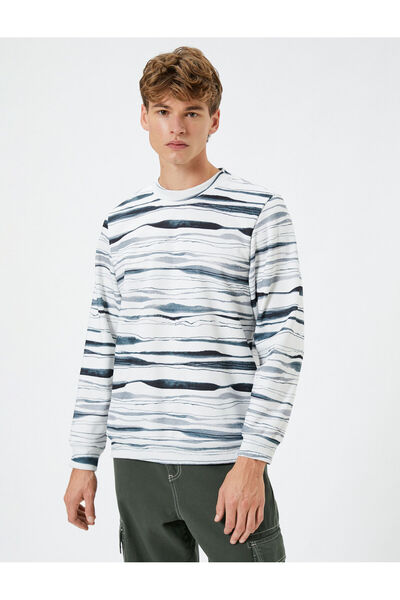 Koton Φούτερ με λαιμόκοψη με στάμπα με μακρυμάνικο ανασηκωμένο