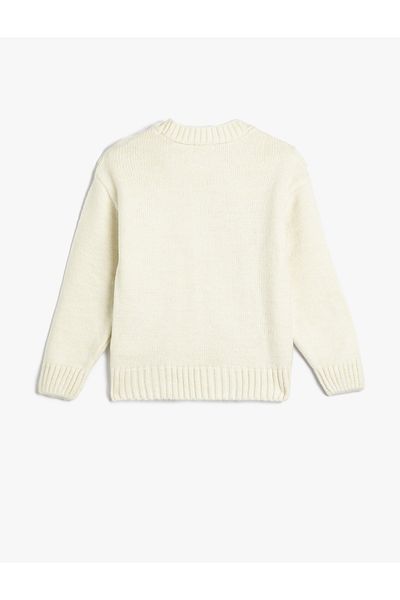 Koton Pullover mit gekräuseltem, langärmligem Haargeflecht, detailliert, weich strukturiert