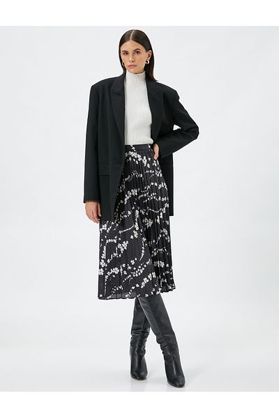 Koton Fustă midi Pliata Sifon Floral Talie Normala