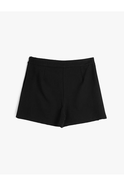 Koton Pantaloni scurți plisați Fustă mini cu talie normală cu buton detaliat