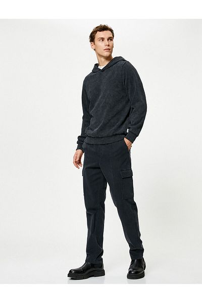 Koton Oversize Washed Sweat Hoodie with Stitching Detail