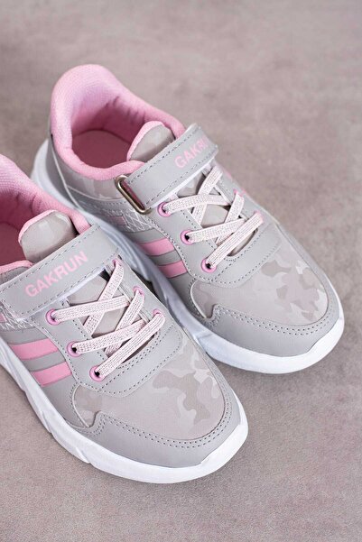 GAK RUN Unisex Çocuk Lastikli Ve Cırtlı Rahat Sneaker Spor Ayakkabı