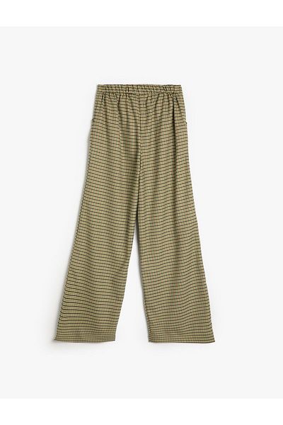 Koton Wide Leg Trousers Pleated Detailed Button Closure Pockets