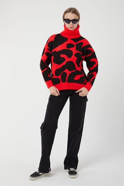 POODLE Pulover de damă din tricotaj cu model leopard