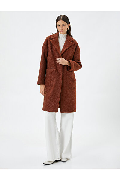 Koton Palton lung supradimensionat cu buzunar cu piept dublu, căptușit