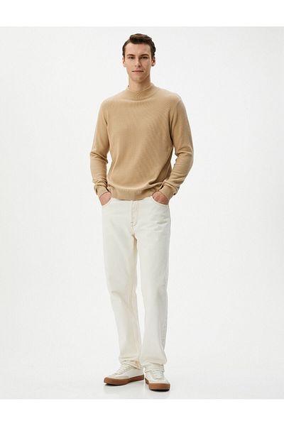 Koton Half Turtleneck Sweater Knitwear Textured Long Sleeve Cotton