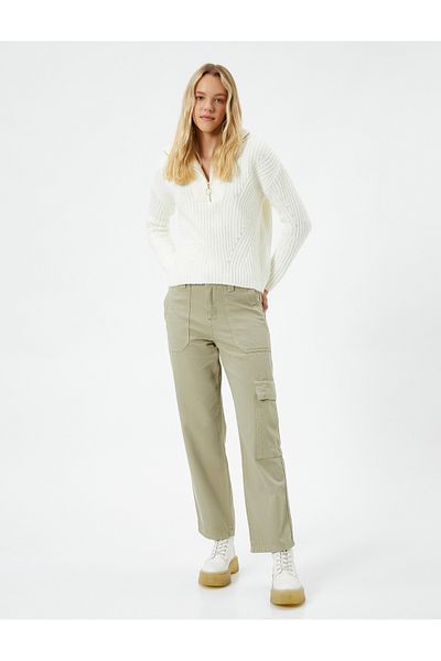 Koton Half-Zip Knitwear Sweater High Collar Rubber Knit Detailed Soft Textured