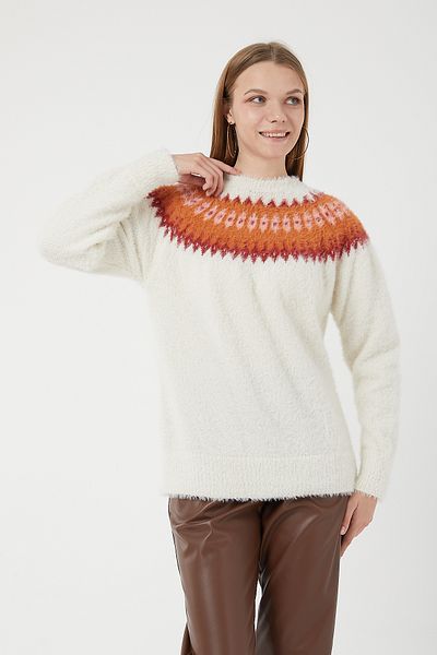 POODLE Pulover jacquard cu model pentru damă