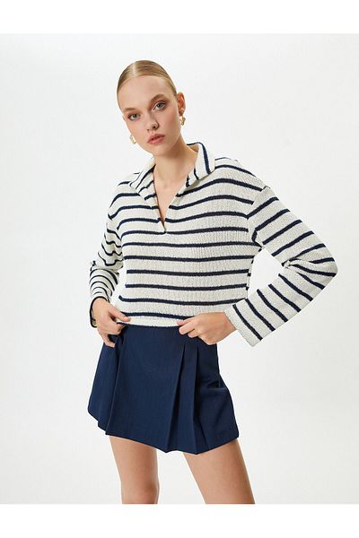 Koton Tricou cu gât polo cu mânecă lungă cu umăr scăzut