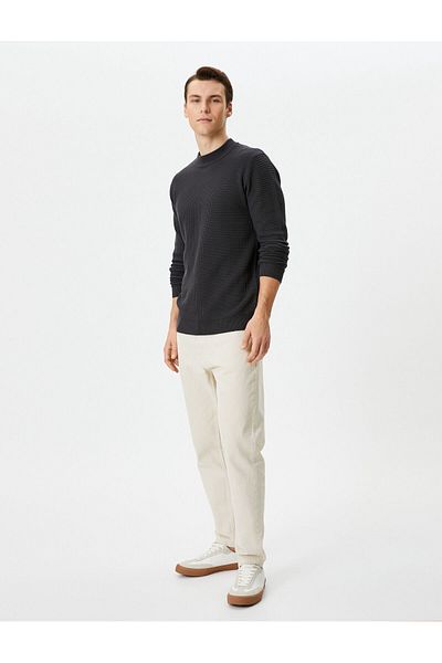 Koton Slim Fit Sweater Knitwear Basic Crew Neck Textured