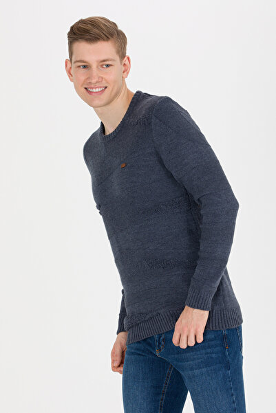 U.S. Polo Assn. Erkek İndigo Bisiklet Yaka Triko Kazak 50256452-VR028