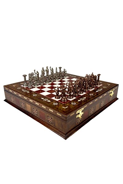 Tugra Gift Shop ANTİK YUNAN MİTOLOJİSİ FİGÜRLÜ EL YAPIMI AHŞAP SATRANÇ TAKIMI...