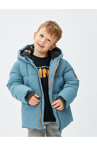 Koton Bunda Puffer s kapucí na zip s plyšovou podšívkou