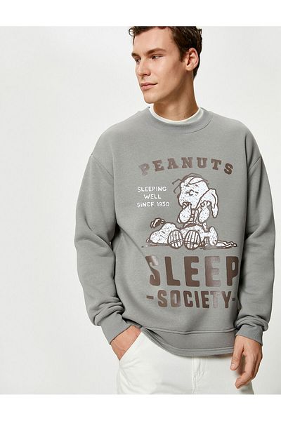 Koton Snoopy Licensed Printed Relaxed Fit Crew Neck Sweatshirt