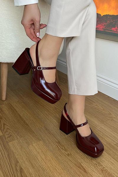 BeBeQ Store Trudy Claret Red Patent Leather Platform Women's Shoes