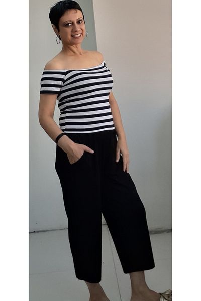 Mertcan Butik Μαύρη ελαστική μέση χτενισμένη βισκόζη Casual Capri πιτζάμες
