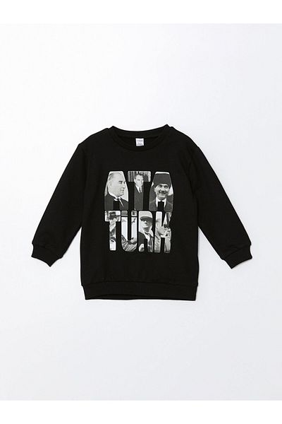 LC Waikiki Crew Neck Long Sleeve Ataturk Printed Baby Boy Sweatshirt