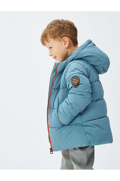 Koton Bunda Puffer s kapucí na zip s plyšovou podšívkou